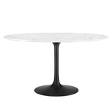 Lumen 54" Round Faux Marble Dining Table in Black White