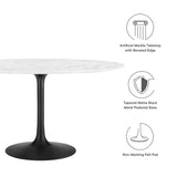 Lumen 54" Round Faux Marble Dining Table in Black White