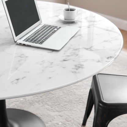 Lippa 54" Round Faux Marble Dining Table by Furniture For America