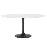 Lumen 60" Round Faux Marble Dining Table in Black White