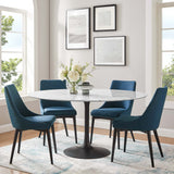 Lumen 60" Round Faux Marble Dining Table in Black White