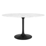 Lumen 54" Oval Faux Marble Dining Table in Black White