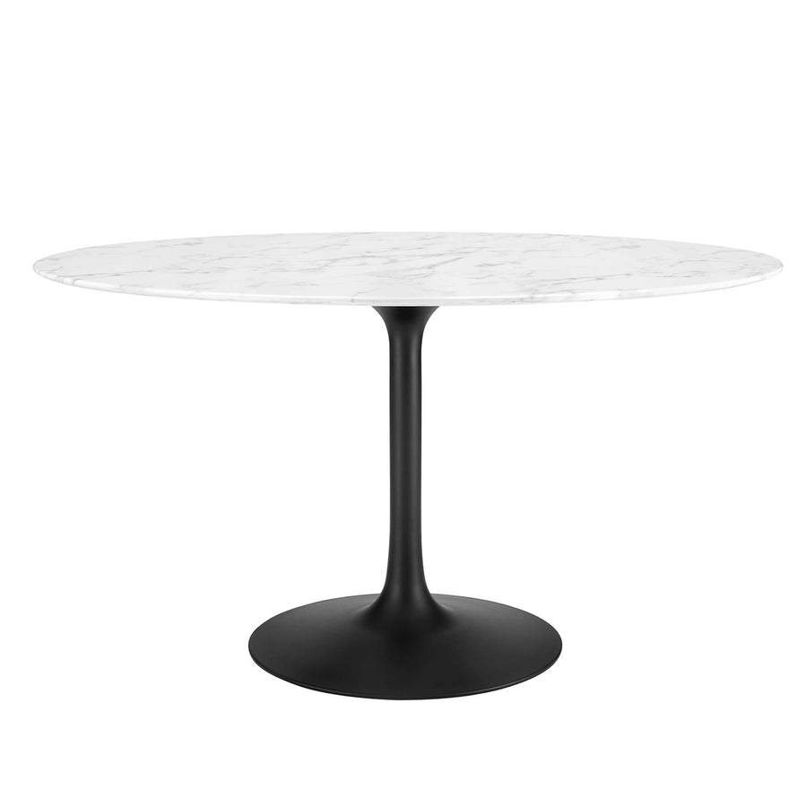 Lumen 54" Oval Faux Marble Dining Table in Black White
