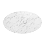 Lumen 54" Oval Faux Marble Dining Table in Black White