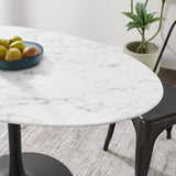 Lumen 54" Oval Faux Marble Dining Table in Black White