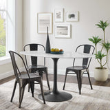 Lumen 54" Oval Faux Marble Dining Table in Black White