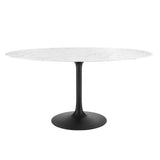 Lumen 60" Oval Faux Marble Dining Table in Black White