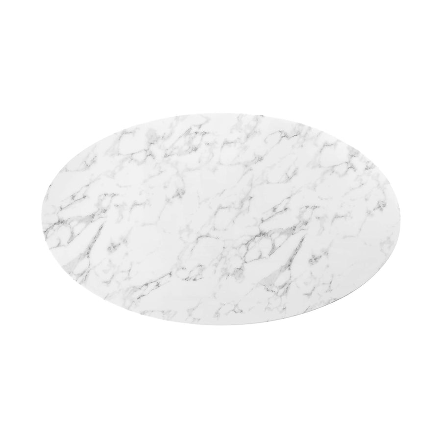 Lumen 60" Oval Faux Marble Dining Table in Black White