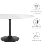 Lumen 60" Oval Faux Marble Dining Table in Black White