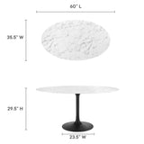 Lumen 60" Oval Faux Marble Dining Table in Black White