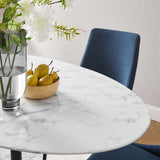Lumen 60" Oval Faux Marble Dining Table in Black White