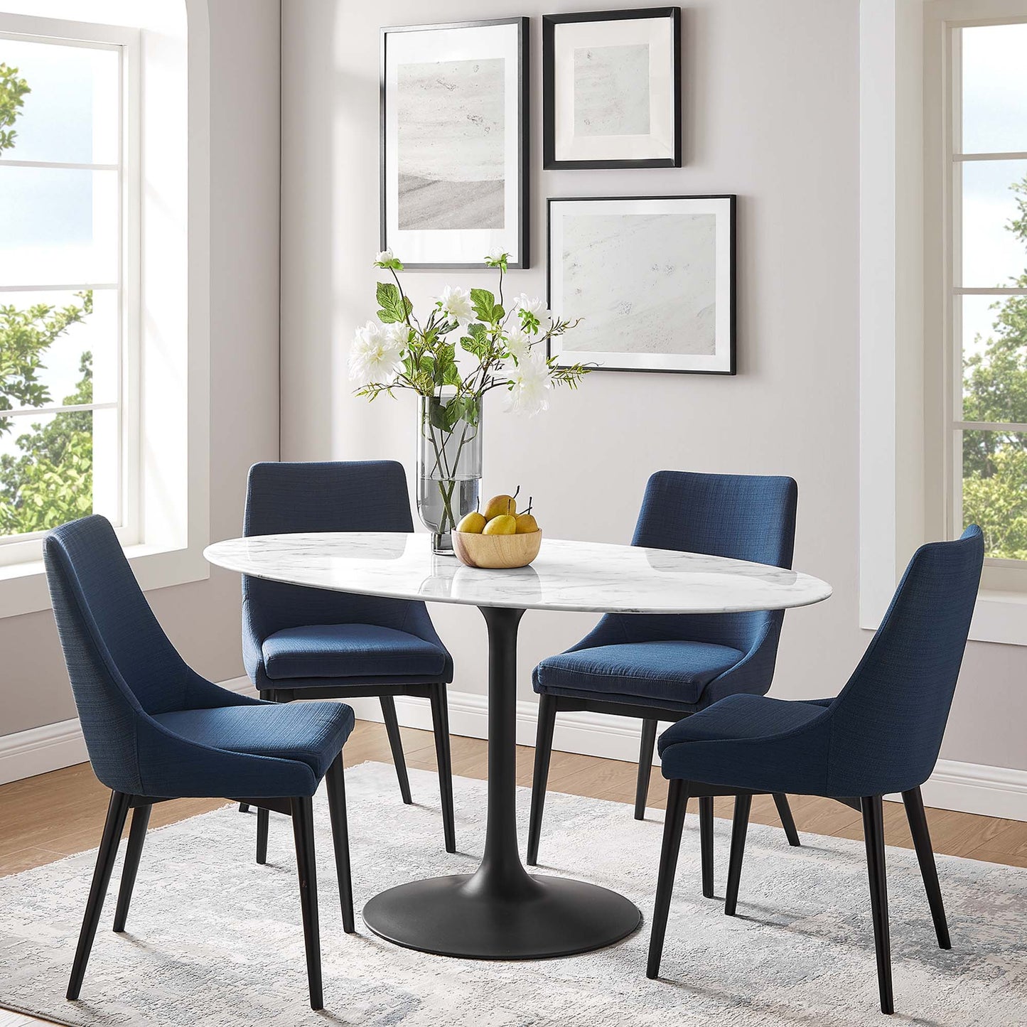 Lippa 60" Oval Faux Marble Dining Table by Furniture For America