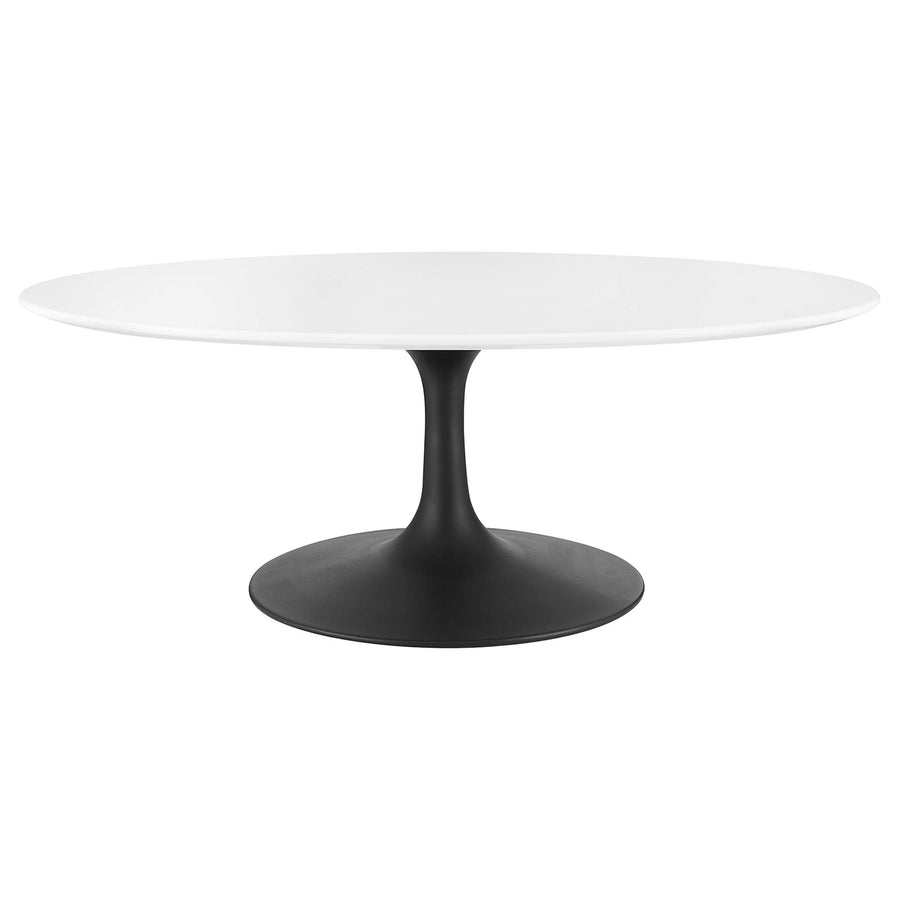 Lumen 42" Oval Wood Coffee Table in Black White