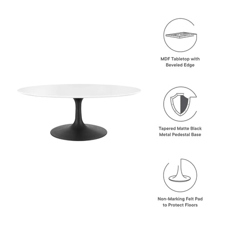 Lippa 42" Oval Wood Coffee Table in Black White