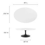 Lumen 42" Oval Wood Coffee Table in Black White