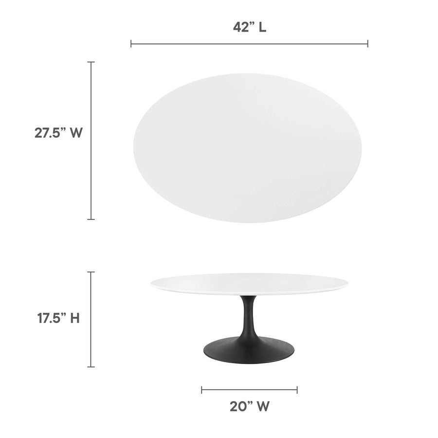 Lumen 42" Oval Wood Coffee Table in Black White