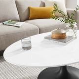 Lumen 42" Oval Wood Coffee Table in Black White