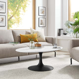 Lumen 42" Oval Wood Coffee Table in Black White