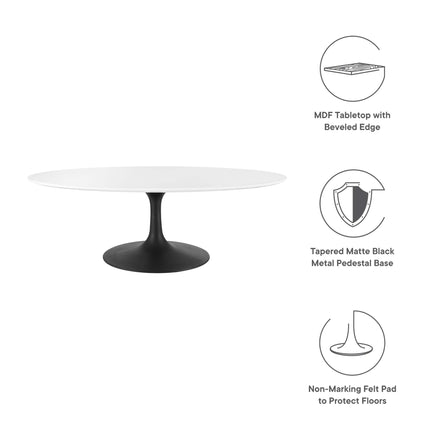 Lippa 48" Oval Wood Coffee Table in Black White