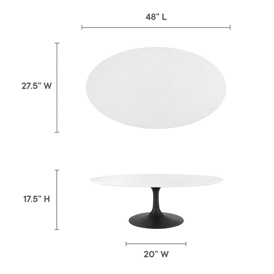 Lumen 48" Oval Wood Coffee Table in Black White
