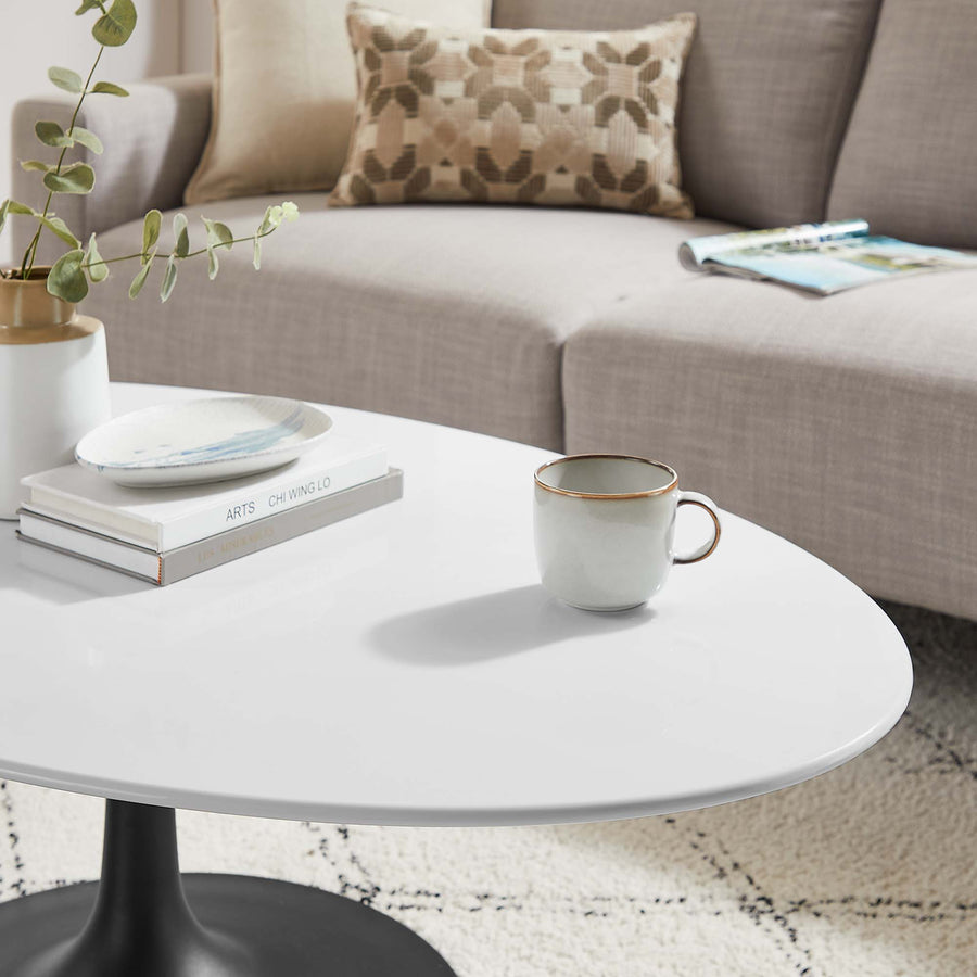 Lumen 48" Oval Wood Coffee Table in Black White