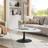 Lumen 48" Oval Wood Coffee Table in Black White