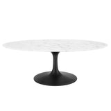 Lumen 48" Oval Faux Marble Coffee Table in Black White