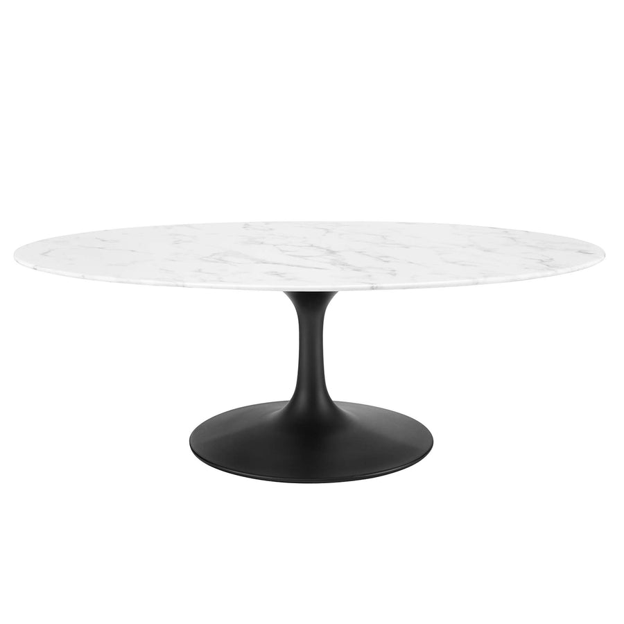 Lumen 48" Oval Faux Marble Coffee Table in Black White