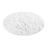 Lumen 48" Oval Faux Marble Coffee Table in Black White