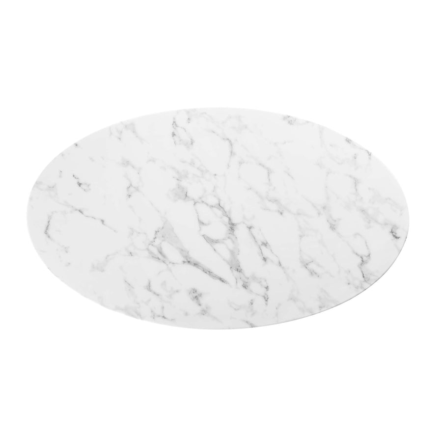Lumen 48" Oval Faux Marble Coffee Table in Black White
