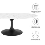 Lumen 48" Oval Faux Marble Coffee Table in Black White