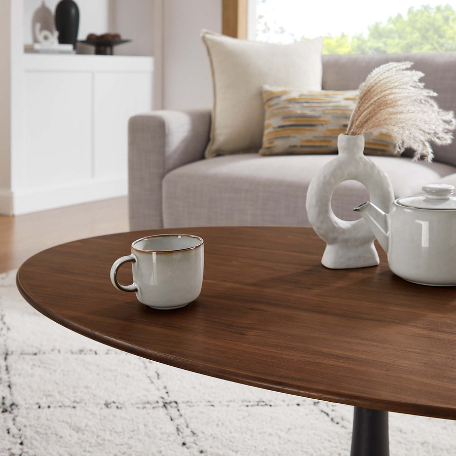 Lumen 48" Oval Wood Coffee Table in Black Walnut