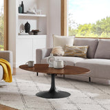 Lumen 48" Oval Wood Coffee Table in Black Walnut