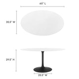 Lumen 60" Oval Wood Dining Table in Black White