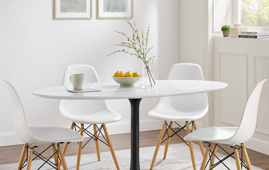 Lumen 60" Oval Wood Dining Table in Black White