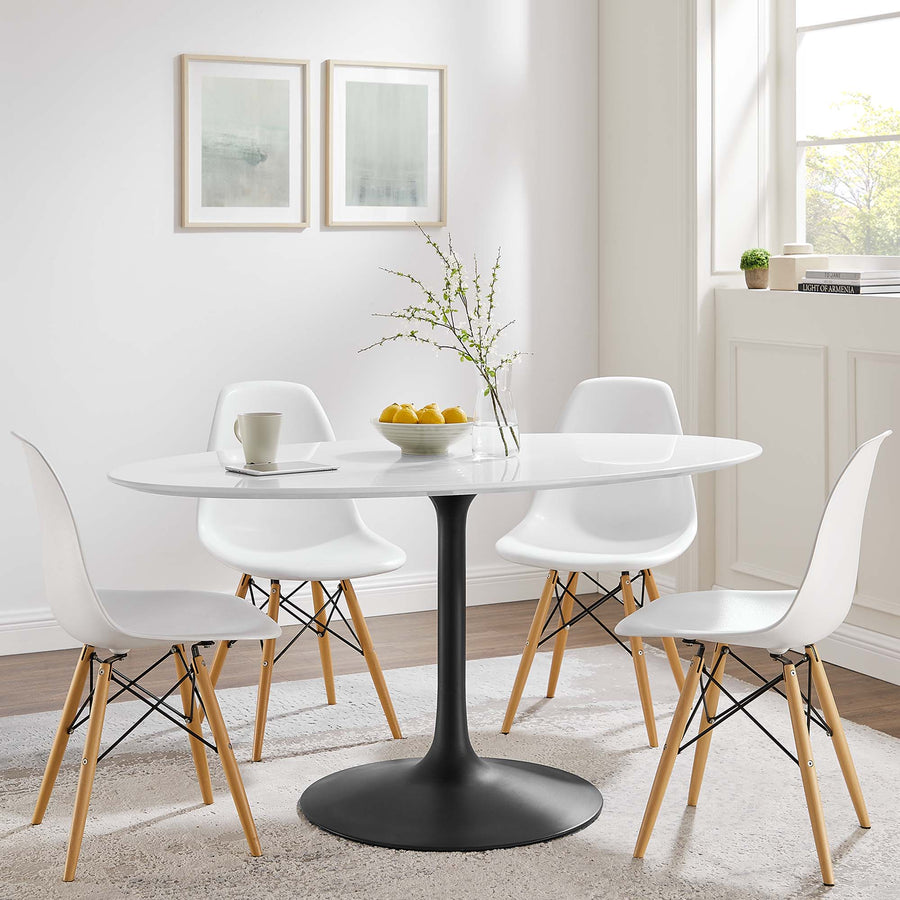Lumen 60" Oval Wood Dining Table in Black White