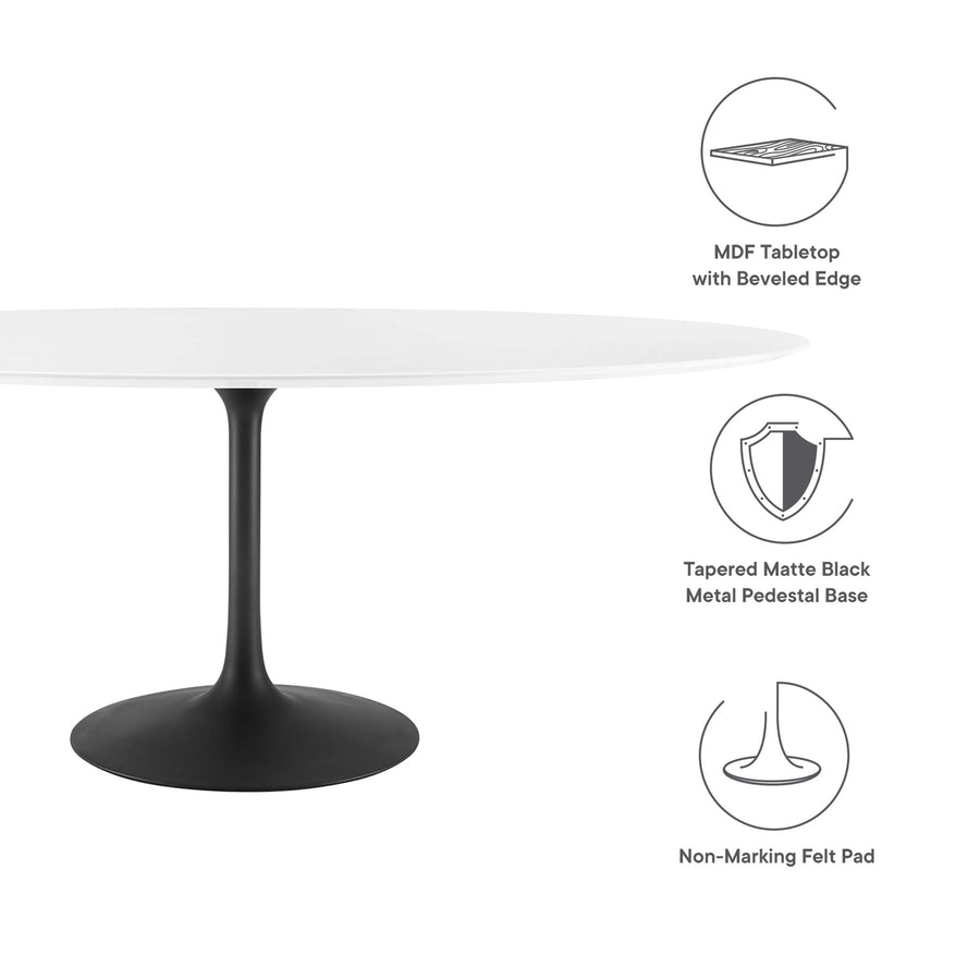 Lumen 78" Oval Wood Dining Table in Black White