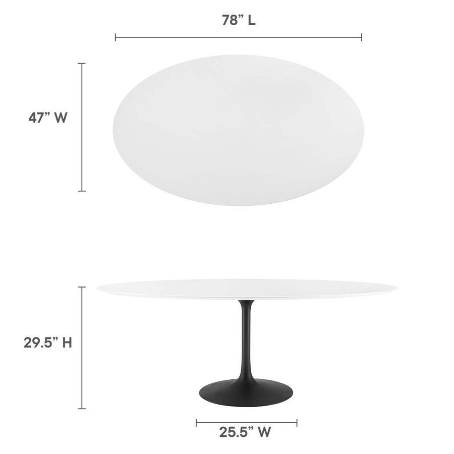 Lumen 78" Oval Wood Dining Table in Black White