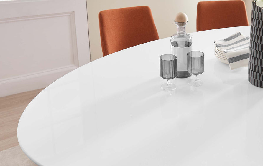 Lumen 78" Oval Wood Dining Table in Black White