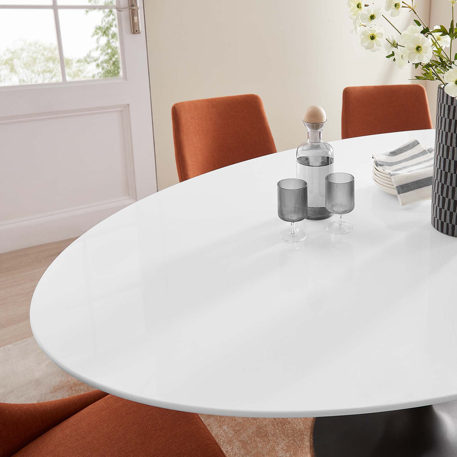 Lumen 78" Oval Wood Dining Table in Black White