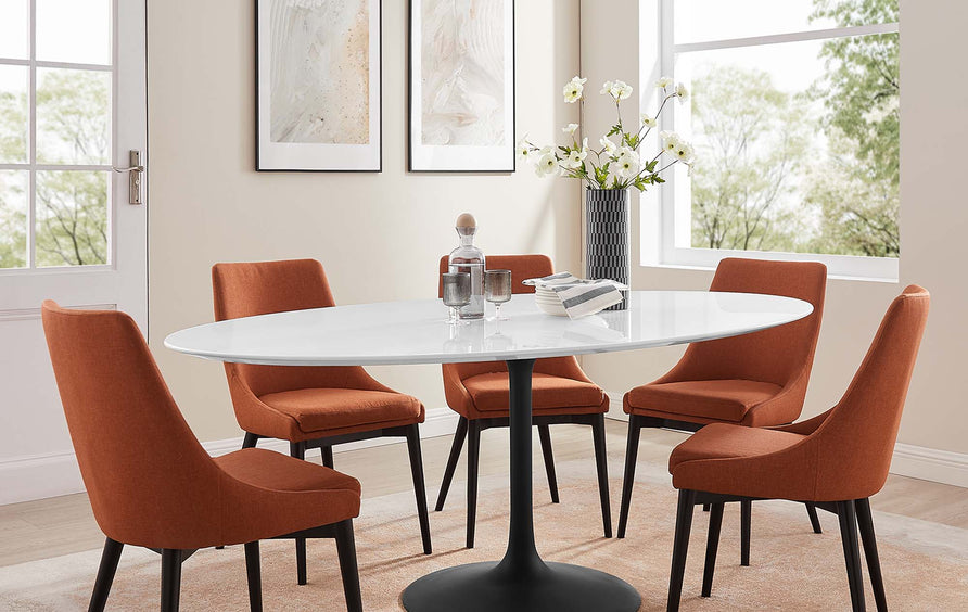 Lumen 78" Oval Wood Dining Table in Black White