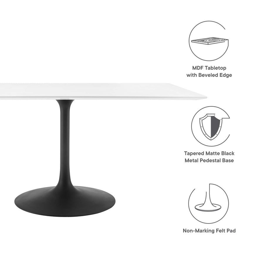 Lumen 60" Rectangle Wood Dining Table in Black White