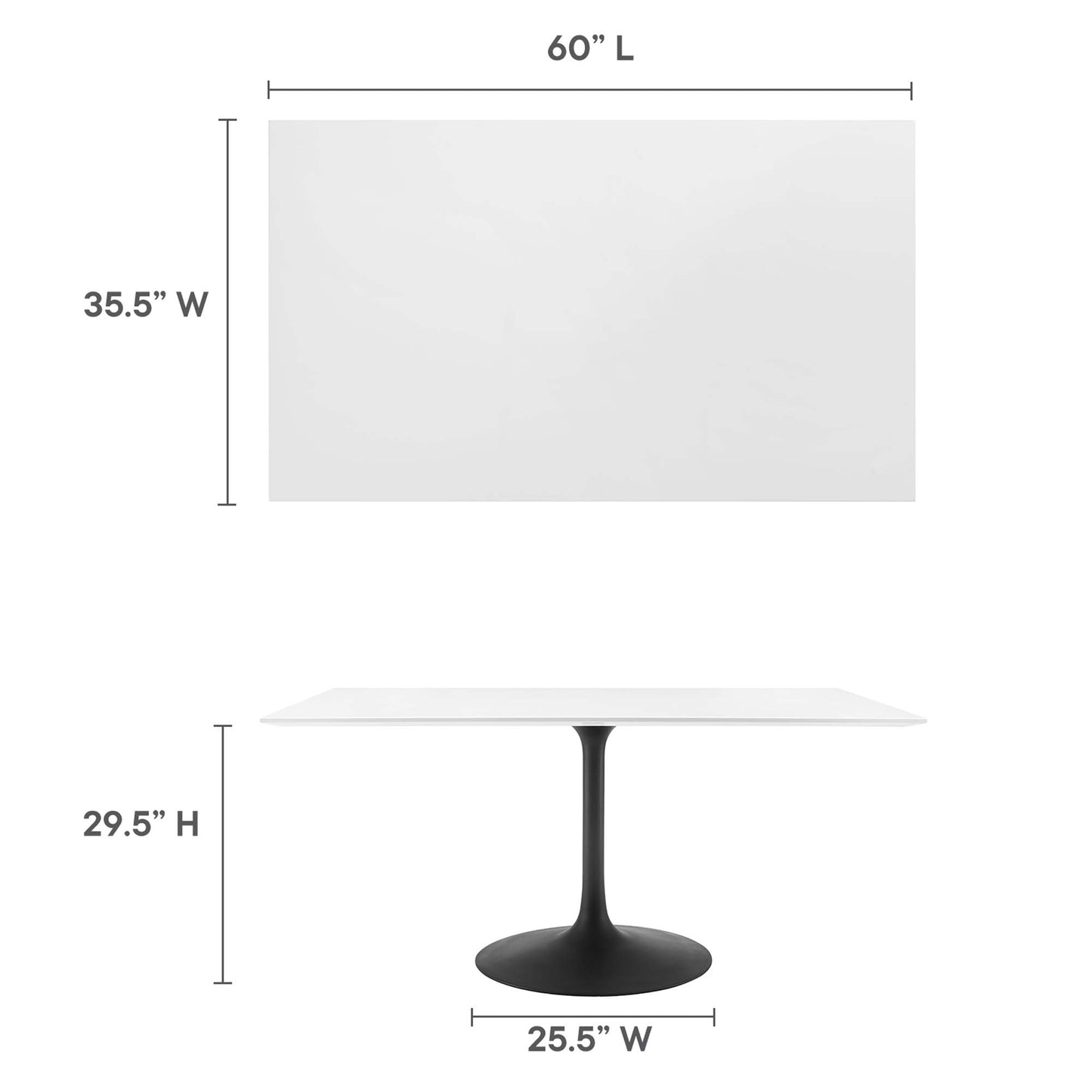 Lumen 60" Rectangle Wood Dining Table in Black White
