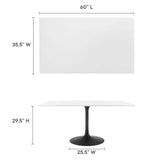 Lumen 60" Rectangle Wood Dining Table in Black White