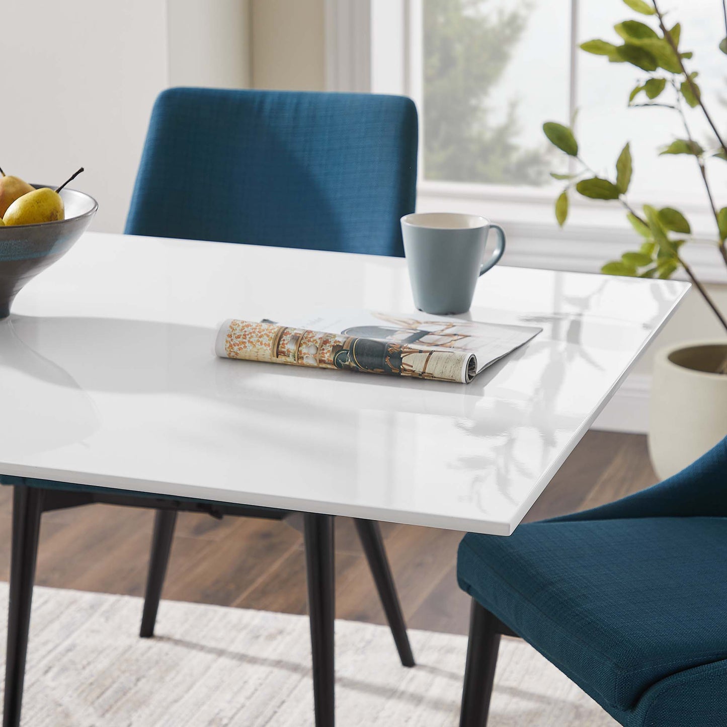 Lumen 60" Rectangle Wood Dining Table in Black White