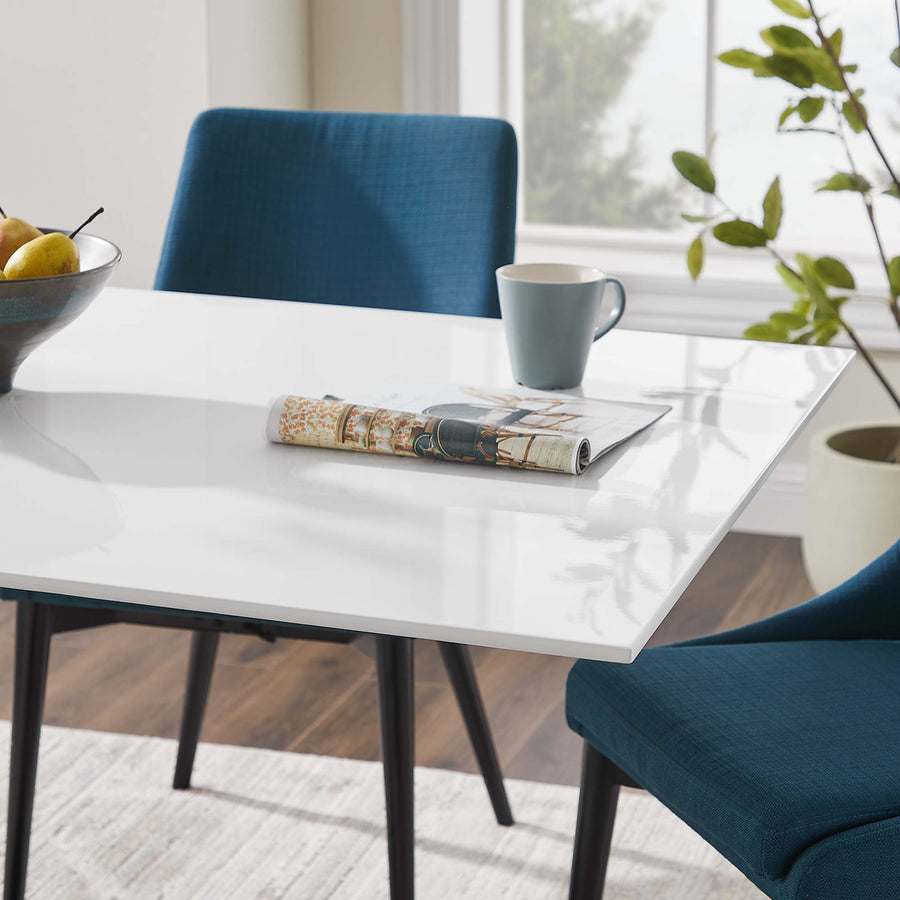 Lumen 60" Rectangle Wood Dining Table in Black White