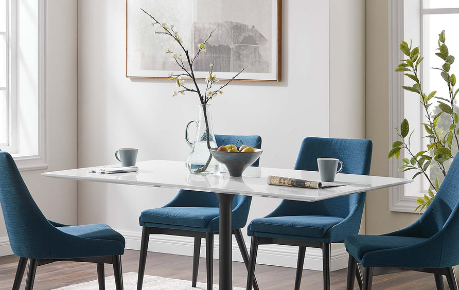Lumen 60" Rectangle Wood Dining Table in Black White