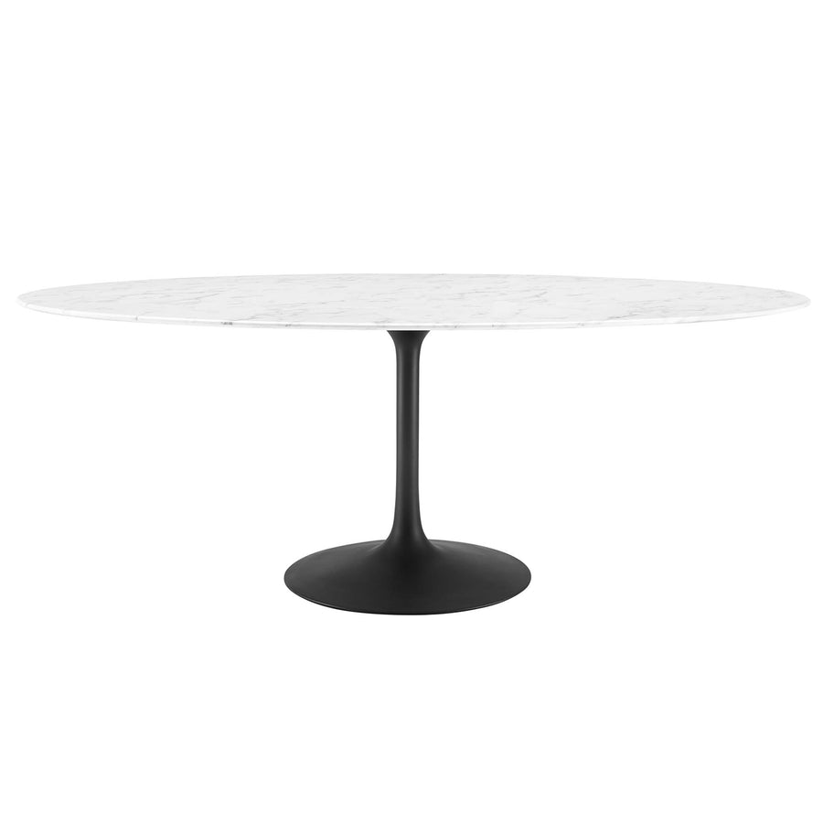 Lumen 78" Oval Faux Marble Dining Table in Black White