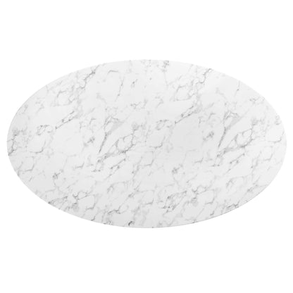 Lippa 78" Oval Faux Marble Dining Table by Furniture For America