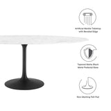 Lumen 78" Oval Faux Marble Dining Table in Black White